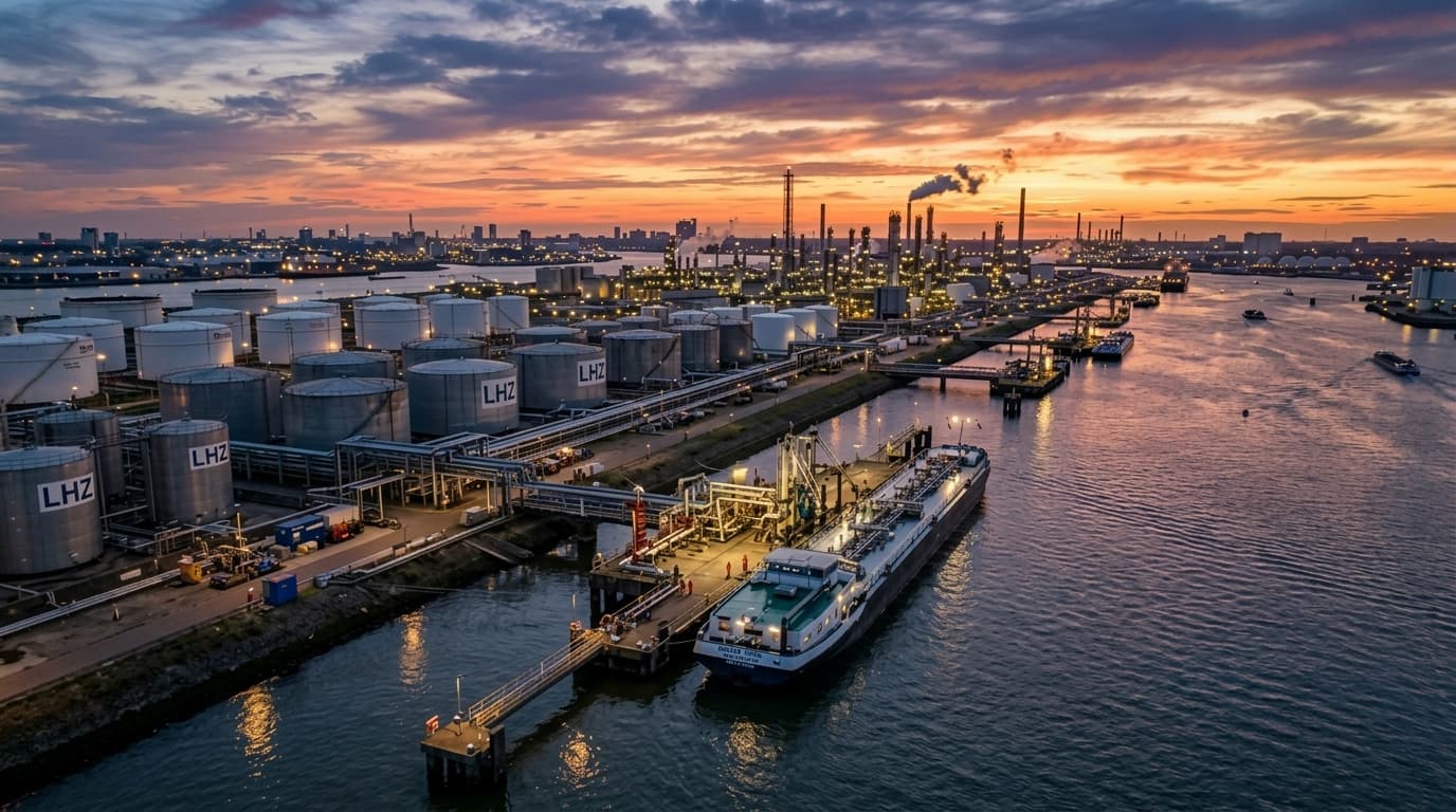 Port of Rotterdam Botlek petrochemical and jetty facilities